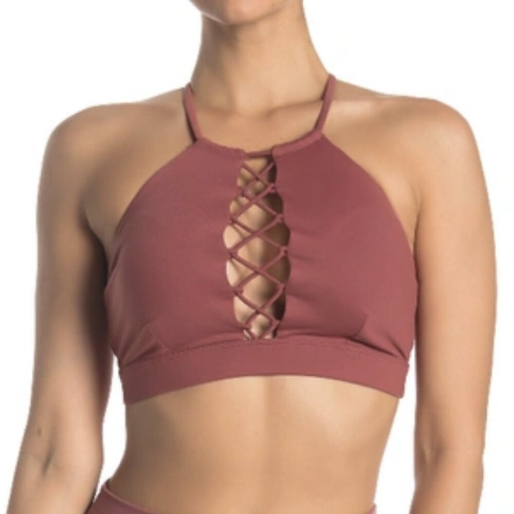 Alo Yoga Starlet Lace-up Sports Bra Earth Medium M
